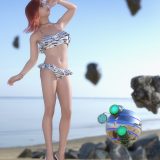 浮遊石が浮かぶビーチにて (At the beach with floating rocks)